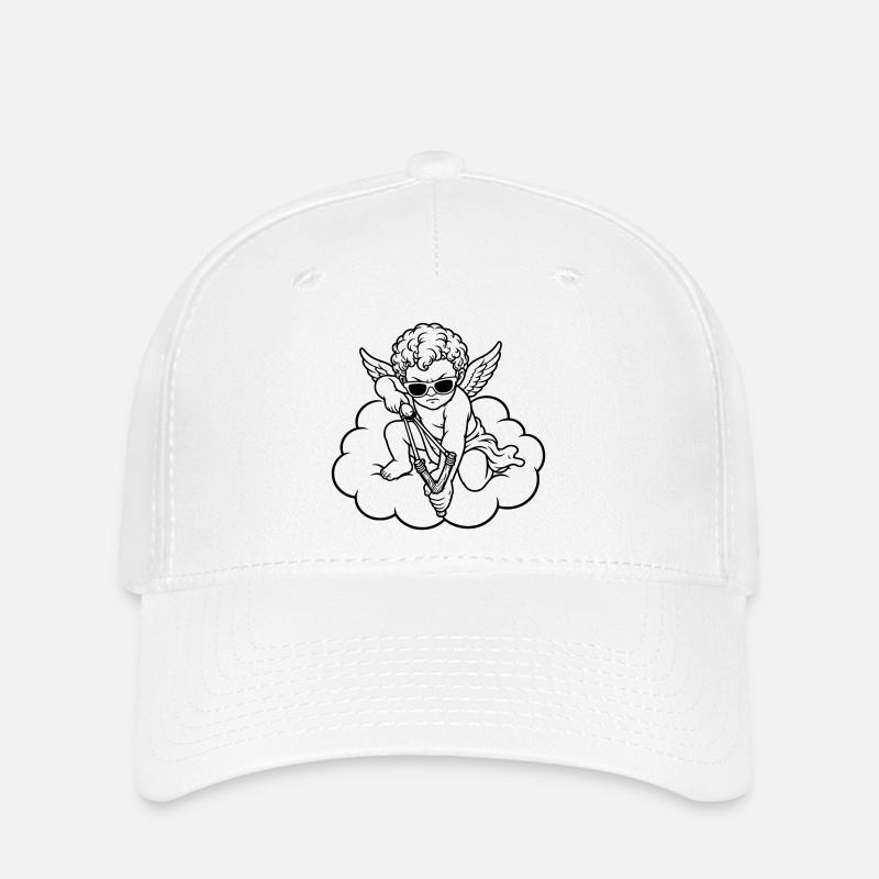 Wütender Cherub mit Steinschleuder - Flexfit Cap - Weiß