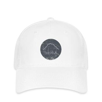 Zugspitze Kontur auf Holzplatte - Flexfit Cap - Weiß - Vorne