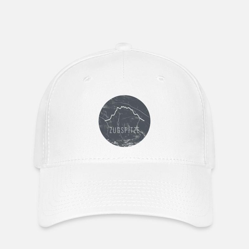 Zugspitze Kontur auf Holzplatte - Flexfit Cap - Weiß