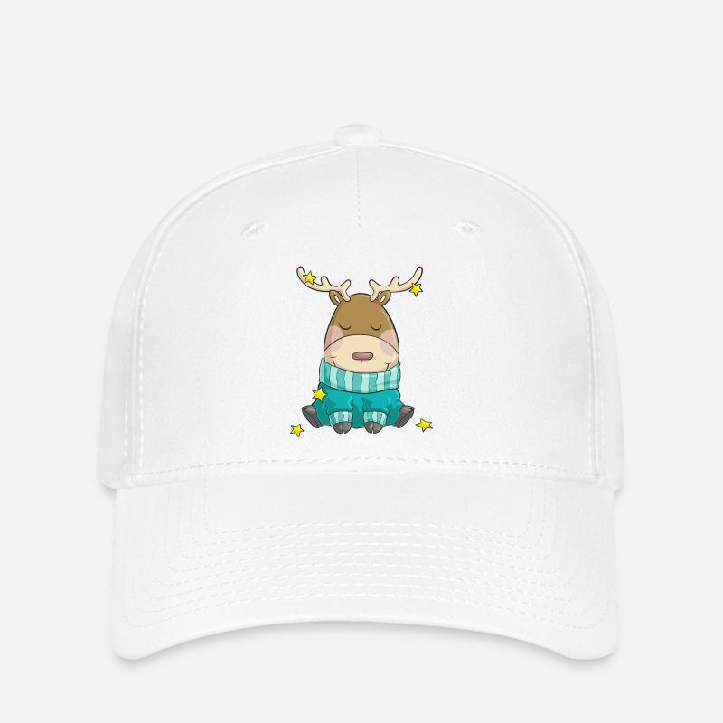 bande dessinée de renne de Noël Putziges - Casquette Flexfit - blanc