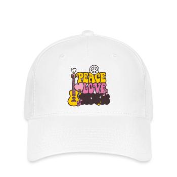 Peace & Love & Music - Flexfit Cap - Weiß - Vorne