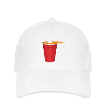 Beerpong Ball in Cup Splash Geschenkidee Beerpong - Flexfit Cap - Weiß - Vorne