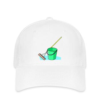 cleaning cleaning woman broom wischmop53 - Flexfit Cap - white - Front