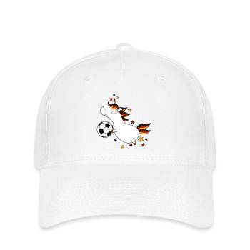 Deutschland Einhorn Ball Fußball Mädchen lustig - Flexfit Cap - Weiß - Vorne