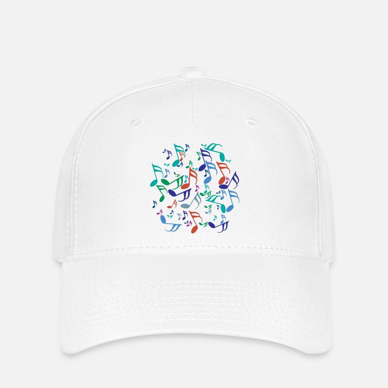 Colorful Music Notes - Flexfit Cap - white