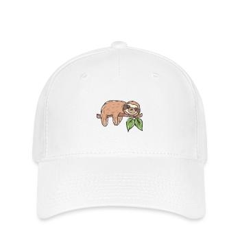 Faultier auf Ast mit Blättern - Flexfit Cap - Weiß - Vorne