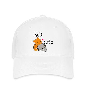Katzenkuscheltier und ungezogener Hund - Flexfit Cap - Weiß - Vorne