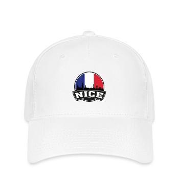 Nice France Skyline Travel Souvenir French Flag - Flexfit Cap - white - Front