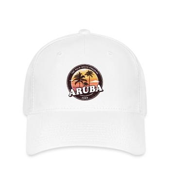 Aruba Vintage Beach Design / Geschenkidee - Flexfit Cap - Weiß - Vorne