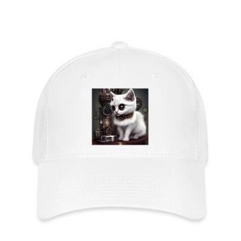 Petit chat steampunk - Casquette Flexfit - blanc - Devant