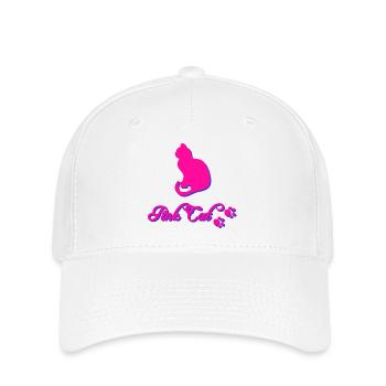 Pink cat, Tier tatzen, silhouetten - Flexfit Cap - Weiß - Vorne