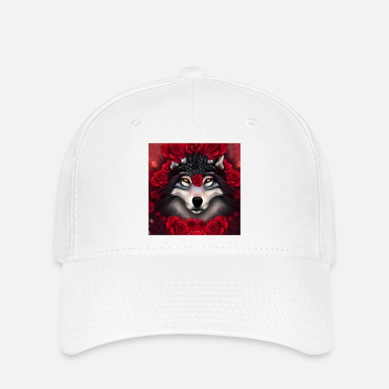 Wonderful wolf with flowers. - Flexfit Cap - white