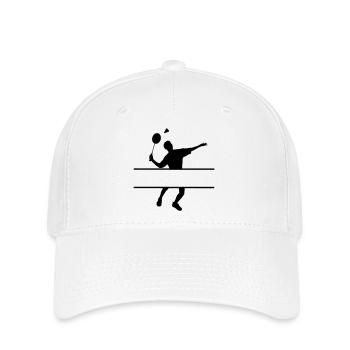 Schattenbild eines Badmintonspielers - Flexfit Cap - Weiß - Vorne