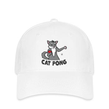 Katzen Ping Pong - Flexfit Cap - Weiß - Vorne