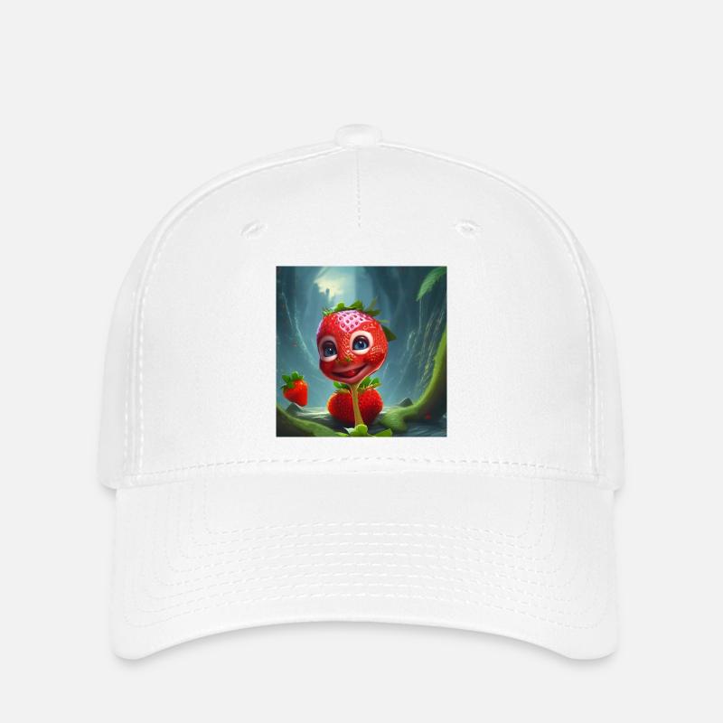 Süße lustige Erdbeere - Flexfit Cap - Weiß