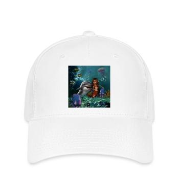 Sirène mignonne et dauphin drôle - Casquette Flexfit - blanc - Devant