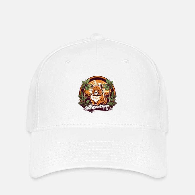 Felsenkuschelkänguru im Sonnenuntergang - Flexfit Cap - Weiß