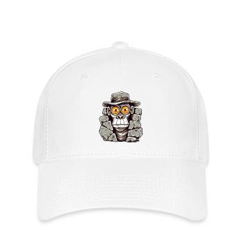Conception de t-shirt singe de l’âge de pierre - Casquette Flexfit - blanc - Devant