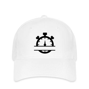 Stoppuhr mit Banner - Flexfit Cap - Weiß - Vorne
