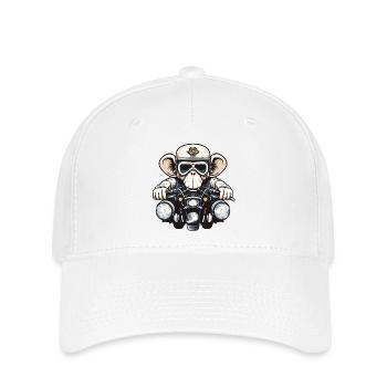 Affe auf Motorrad - Flexfit Cap - Weiß - Vorne
