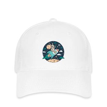 Moonbound Bunny Rocket - Flexfit Cap - white - Front
