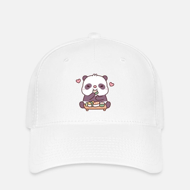 Süßer Panda liebt es, japanisches Sushi zu essen - Flexfit Cap - Weiß