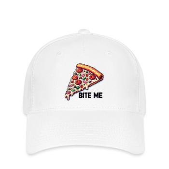 Bite me Pizza - Flexfit Cap - Weiß - Vorne