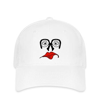 Rote Lippen Grafik auf Schwarz - Flexfit Cap - Weiß - Vorne