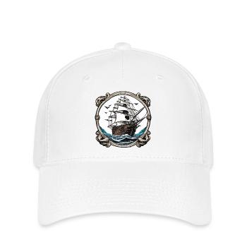 Bateau pirate / Bateau / Mer / Océan / Vagues - Casquette Flexfit - blanc - Devant