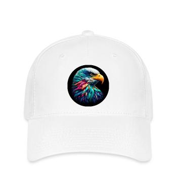 Adler Kopf bunt vor schwarzem Hintergund, Portrait - Flexfit Cap - Weiß - Vorne