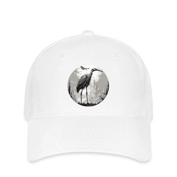 Grue / Oiseau / Volant / Oiseau migrateur / Animal / Zoo - Casquette Flexfit - blanc - Devant