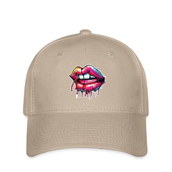 Bouche / Lèvres / Dents / Langue / Sourire / Baiser - Casquette Flexfit - kaki - Devant