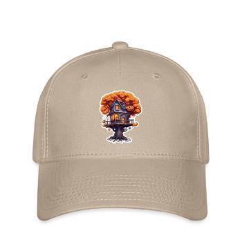 Baumhaus / Baumkrone / Baumhütte / Abenteuer - Flexfit Cap - Khaki - Vorne