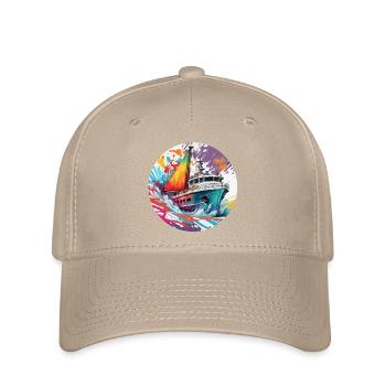 Bateau pirate / Bateau / Mer / Océan / Vagues - Casquette Flexfit - kaki - Devant