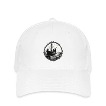 Bateau pirate / Bateau / Mer / Océan / Vagues - Casquette Flexfit - blanc - Devant