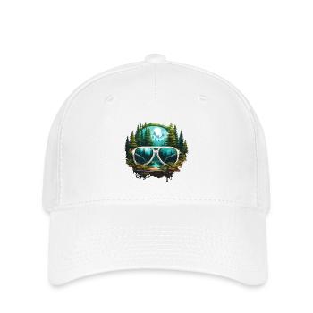 Sonnenbrille / Reflektion / Wald / Spiegelung - Flexfit Cap - Weiß - Vorne
