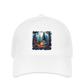 Forêt / Sauvage / Tente / Sauvage / Arbres / Vie - Casquette Flexfit - blanc - Devant