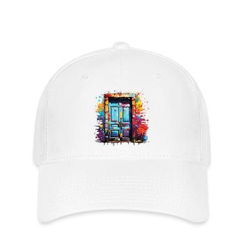 Tür / Eingang / Schloss / Tor / Haustür / Design - Flexfit Cap - Weiß - Vorne