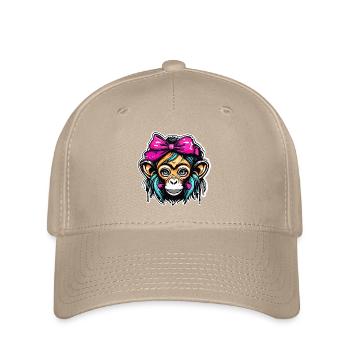 Cute Monkey / Monkey Girl / Cute / Hair Bow - Flexfit Cap - khaki - Front