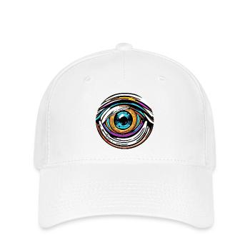 Psychédélique / Oeil / Psychobilly / Bande dessinée / Coloré - Casquette Flexfit - blanc - Devant