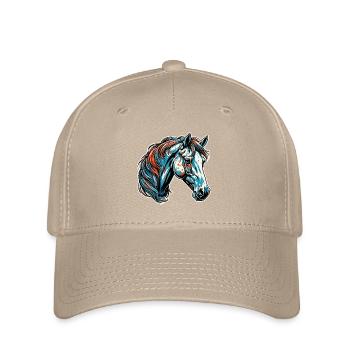Poney / Cheval / Animal / Equitation / Crinière / Écurie - Casquette Flexfit - kaki - Devant