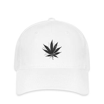 Monochrome Hemp Leaf Silhouette - Flexfit Cap - white - Front