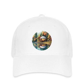 Lakeside House / Cabin / Lake / Mountains / Nature /Forest - Flexfit Cap - white - Front