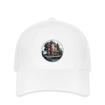 Lakeside House / Cabin / Lake / Mountains / Nature /Forest - Flexfit Cap - white - Front