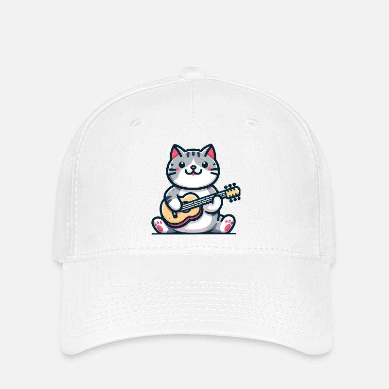 The Guitar-Strumming Cat - Flexfit Cap - white