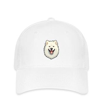 Samoyed Dog Breed Watercolor Cartoon Kawaii Clipar - Flexfit Cap - white - Front