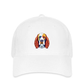 Clumber Spaniel Dog Breed Watercolor Cartoon Kawai - Flexfit Cap - white - Front