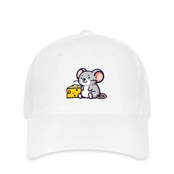 Souris amateur de fromage : l’amie du goûter - Casquette Flexfit - blanc - Devant