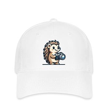 Schnappschuss-Igel: Der Shutterbug-Kumpel - Flexfit Cap - Weiß - Vorne