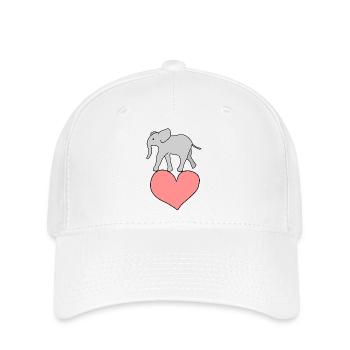 Elefant Symbol Tier Tiere herz - Flexfit Cap - Weiß - Vorne